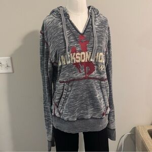 Gray and Red Jackson Hole Wyoming Hoodie